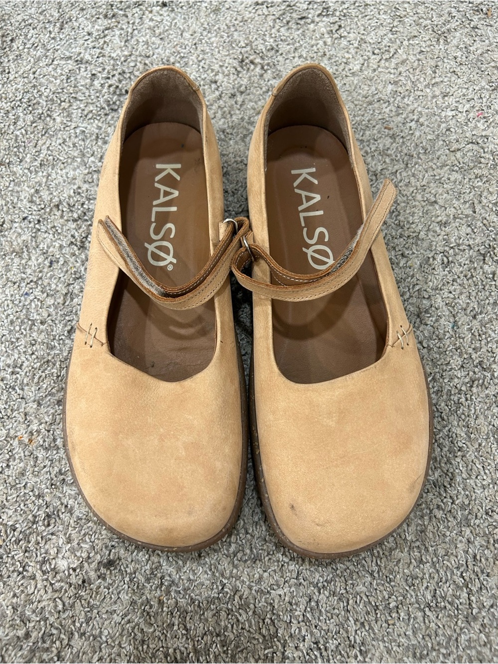 Kalso Earth Shoes Womens 9.5 Dash Cognac Beige  LEATHER Mary Jane Negative Heel